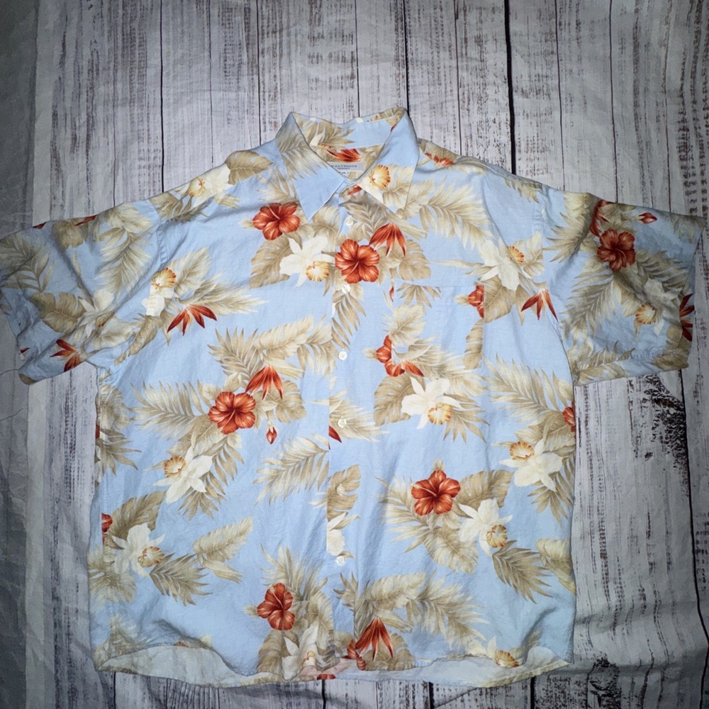 Alex Cannon XXL Hawaiian Floral surf short sleeve button down shirt